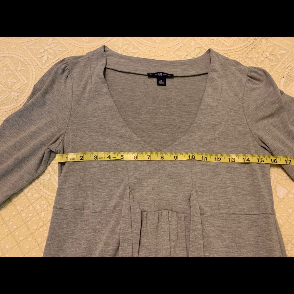 GAP grey LS jersey dress w/ sash size Medium - Picture 4 of 8